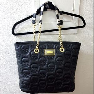 Betsey Johnson Quilted Skull Embossed Shopper Tote